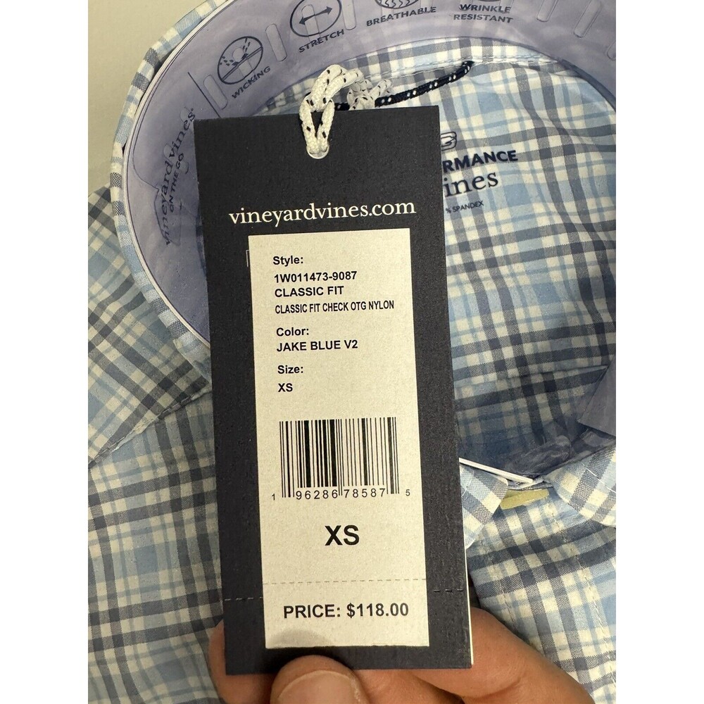 Vineyard Vines OTG Shirt Mens XS Jake Blue V2 Long Sleeve Button Down On The Go - Picture 2 of 3